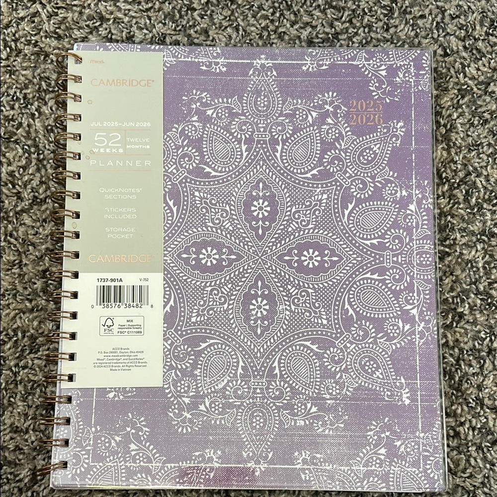 Cambridge Purple Home Office Calander Planner